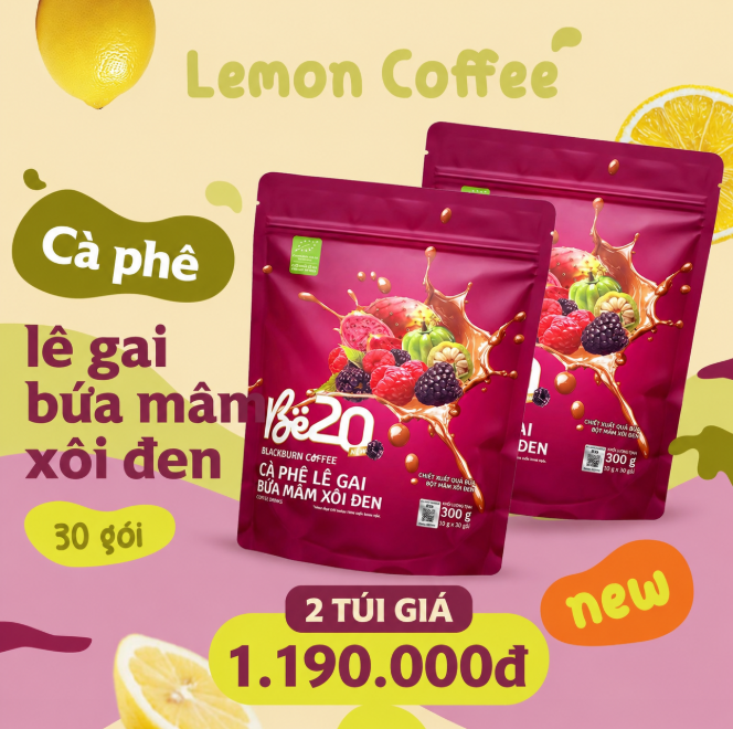 Combo 2 Túi - Cà Phê Bứa Mâm Xôi Túi Zip